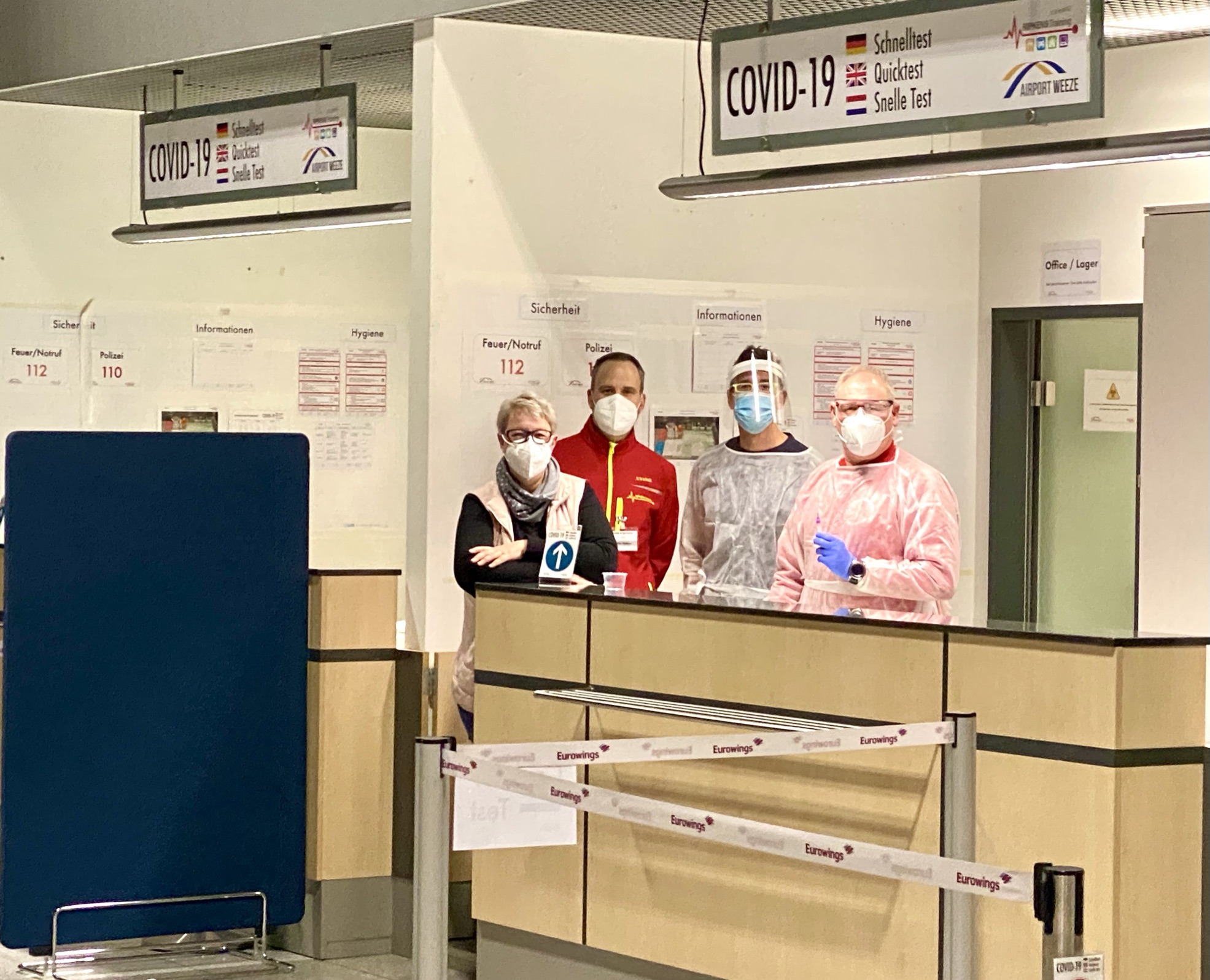 Am Flughafen Weeze werden Reisenden und allen Testwilligen aus dem Umland Corona-Antigen-Schnelltests angeboten. Foto: Airport Weeze